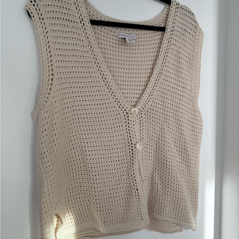Sincerely Jules Crochet Button-Up Vest - Size M - Picture 5 of 5